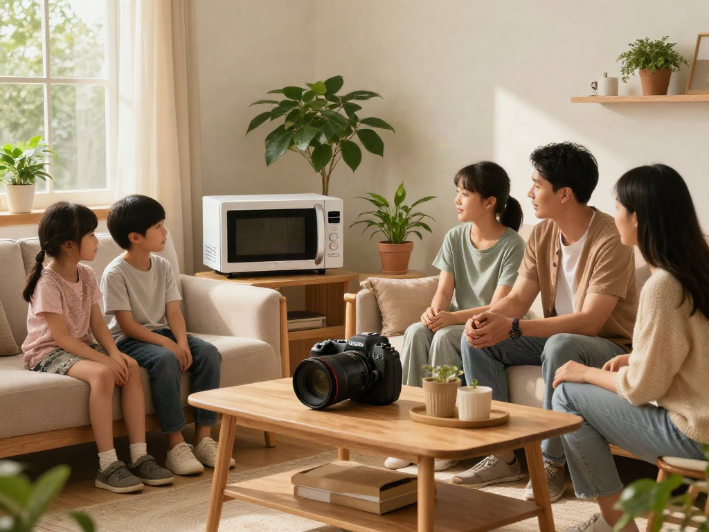 Traitement de bois Shashel® en famille dans un salon chaleureux, promouvant un environnement sans insectes.